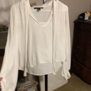 White sheer cropped blouse